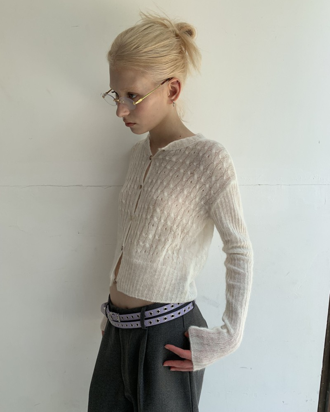 Cropped Cable Cardigan