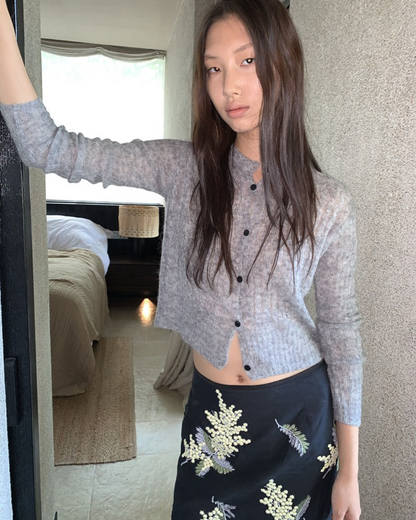 Cropped Cable Cardigan