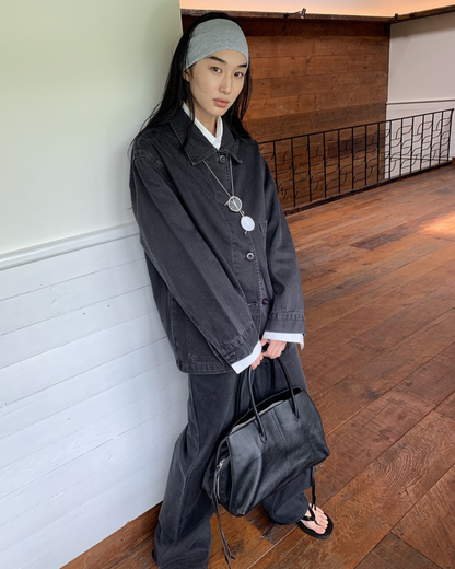 Dark Wash Gray Denim Jacket