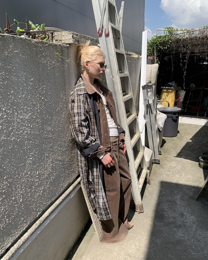 Plaid Longline Windbreaker