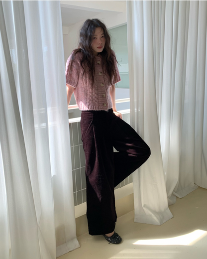 Corduroy High-Waist Wide-Leg Pants　