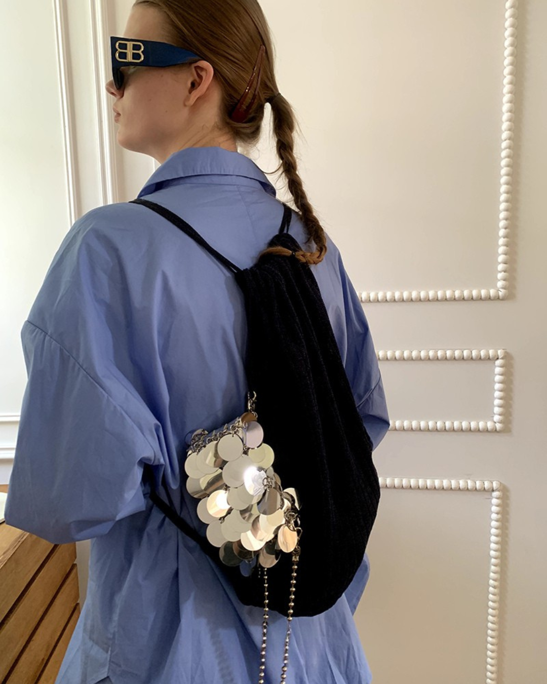 Sequined Chain Shoulder Bag