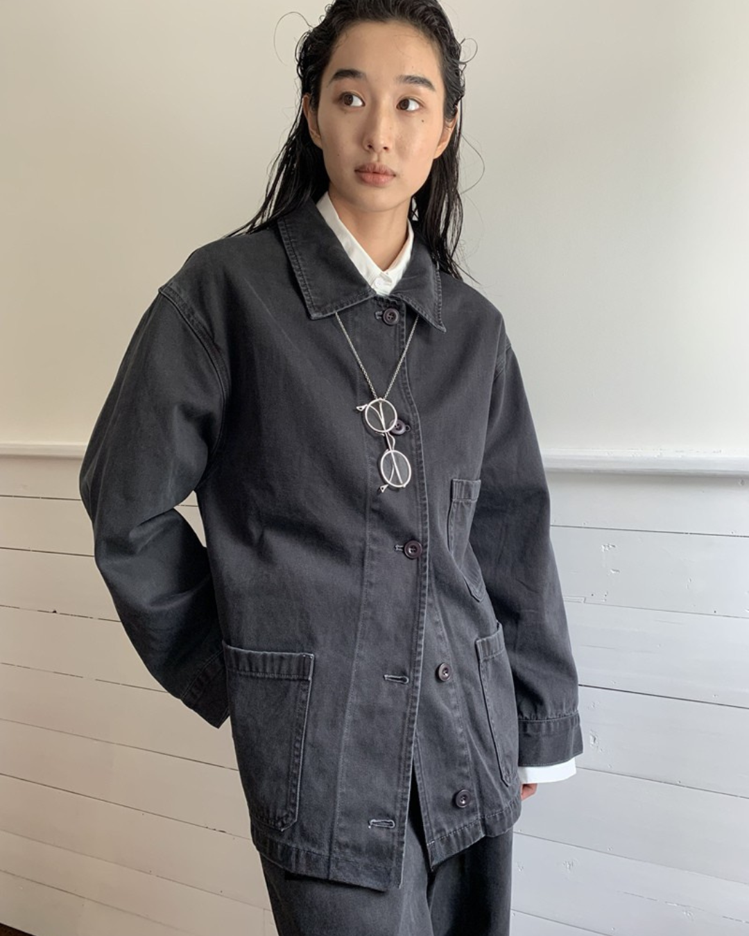 Dark Wash Gray Denim Jacket