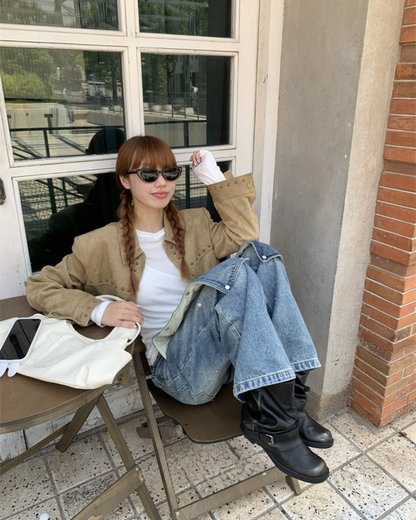 Brown Suede Cropped Jacket