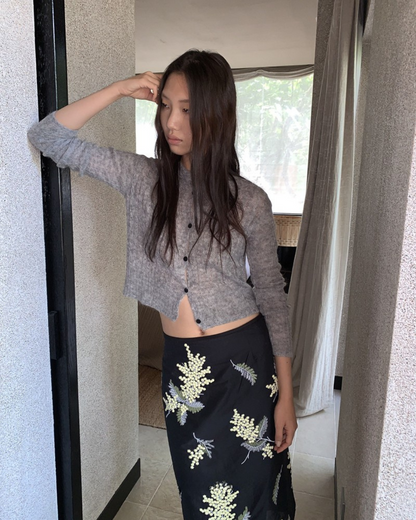 Cropped Cable Cardigan