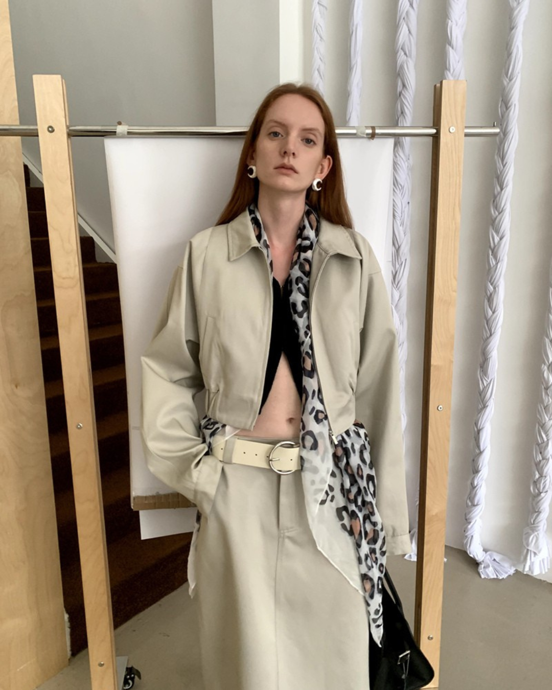 Zip-Up Jacket Long Skirt Set