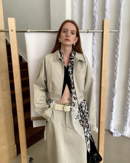 Zip-Up Jacket Long Skirt Set