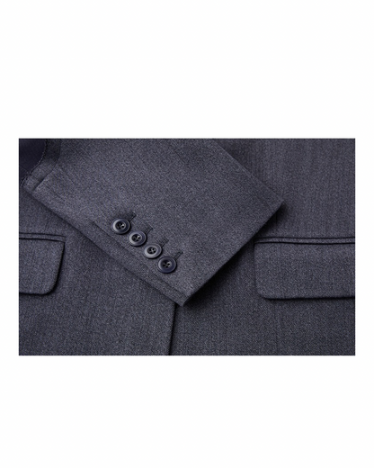 Navy Blue Blazer with Leather Elbow Patches