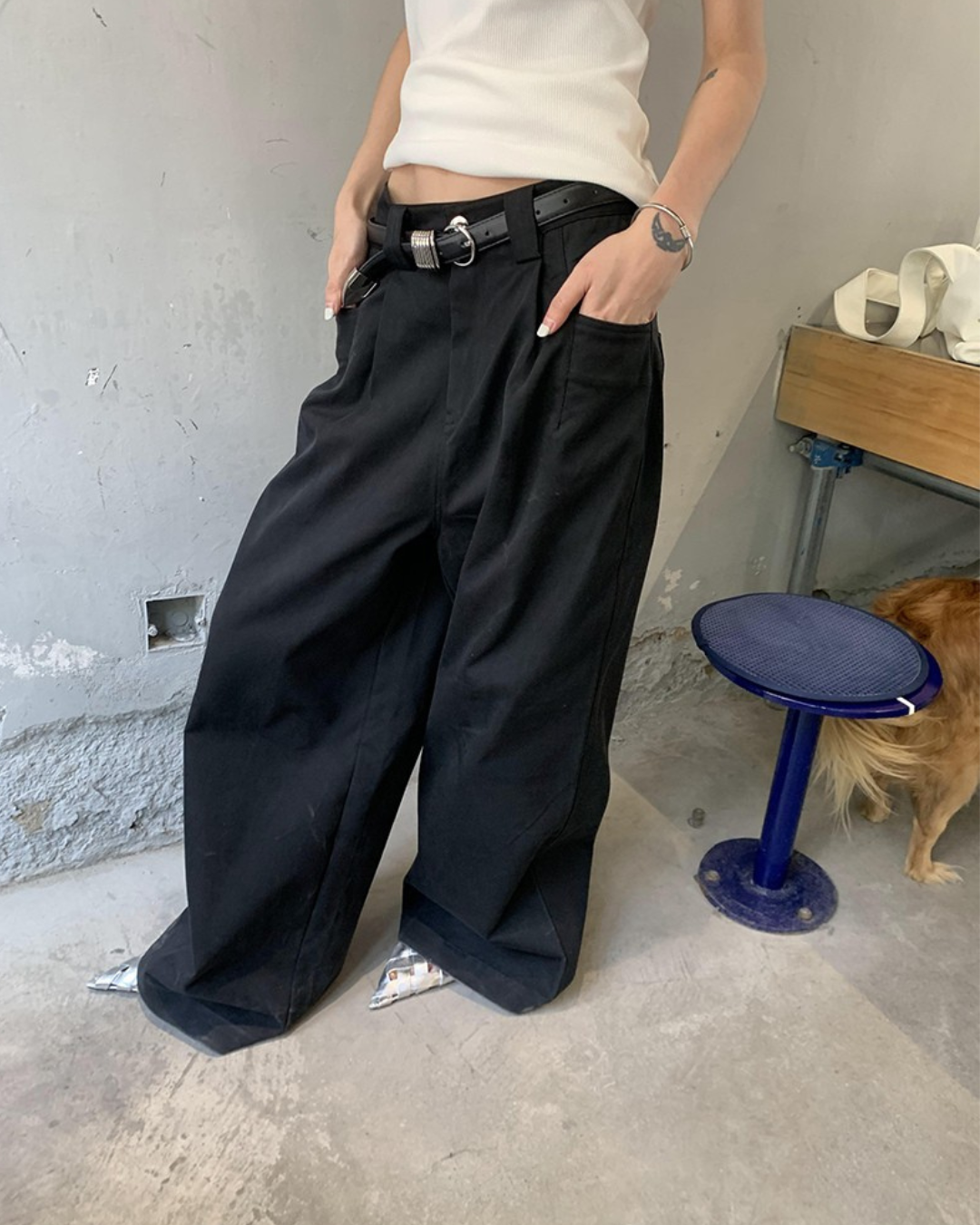 Clean Straight Wide Pants