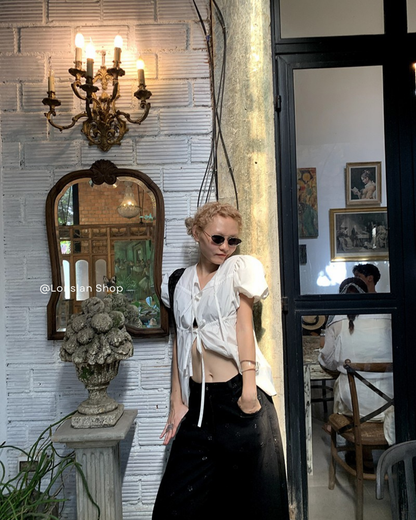 pleated puff shirt