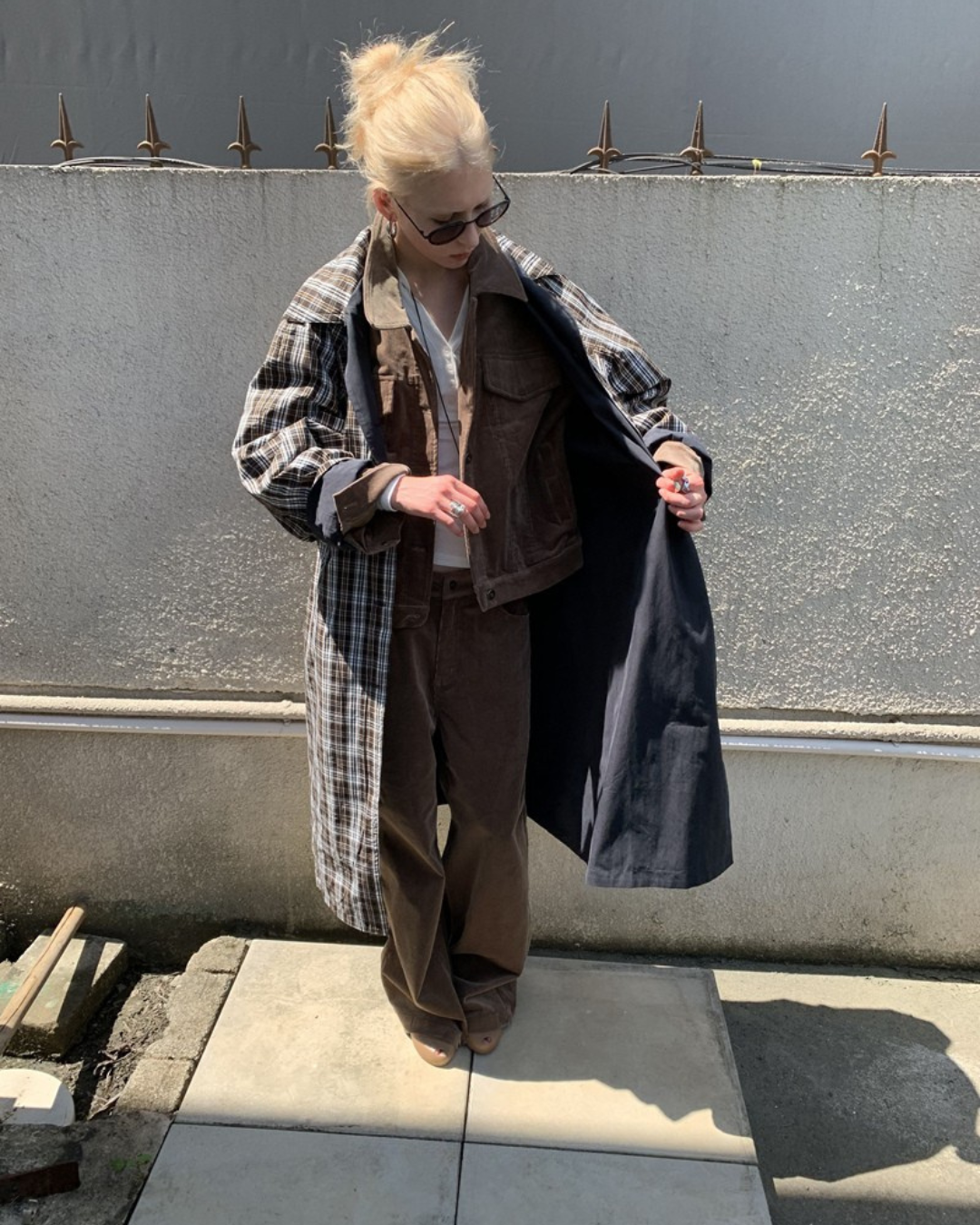 Plaid Longline Windbreaker