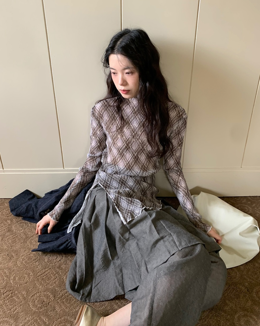 Pleated Sheer Blouse