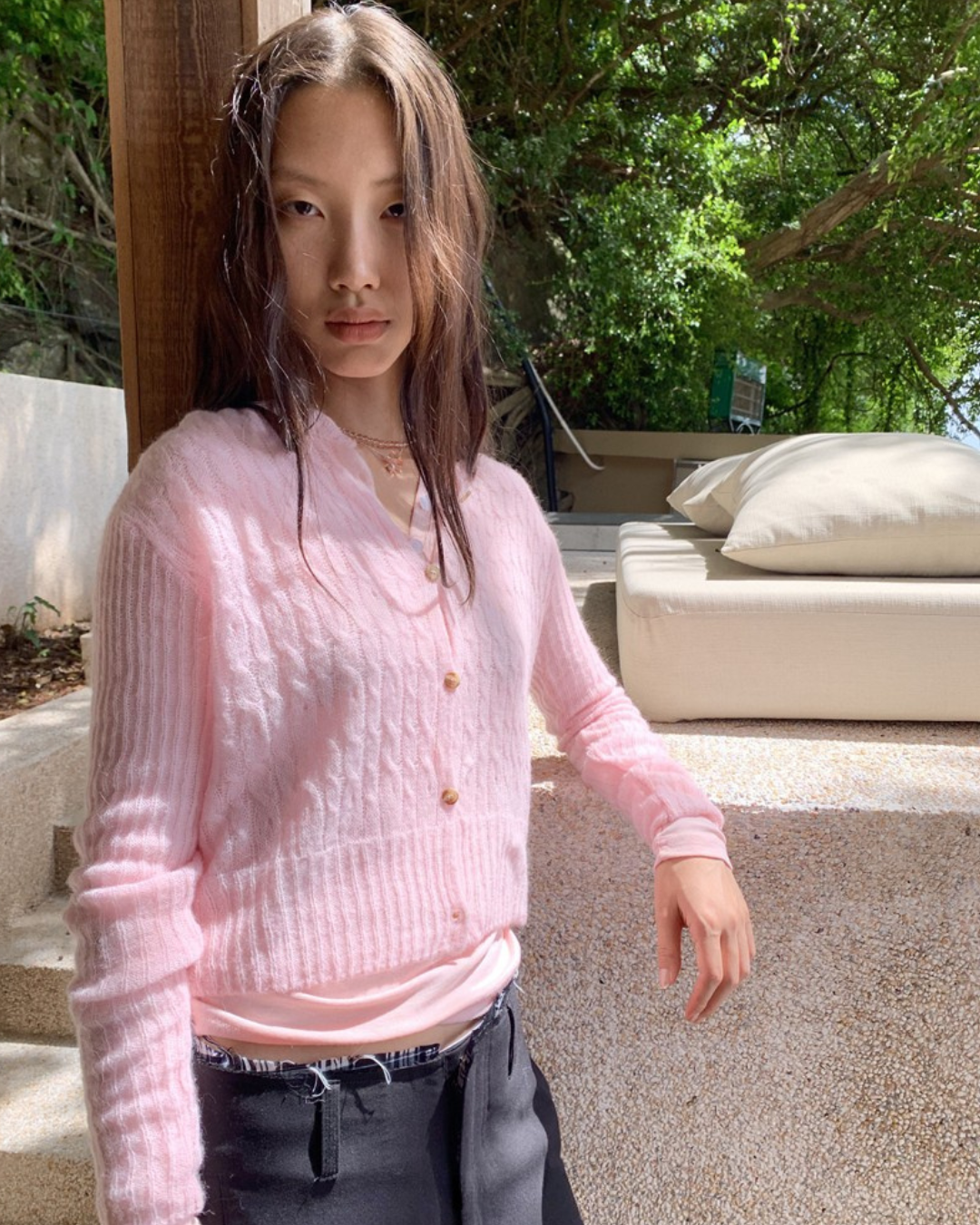 Cropped Cable Cardigan