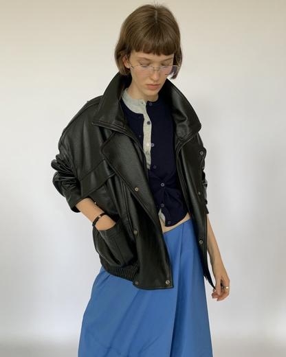 Lapel Zip Leather Jacket