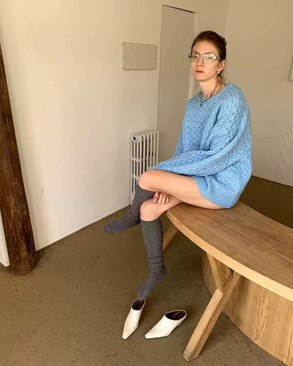 Blue Textured Twist Knit