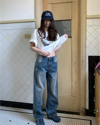 Retro Wash Low-Rise Jeans　