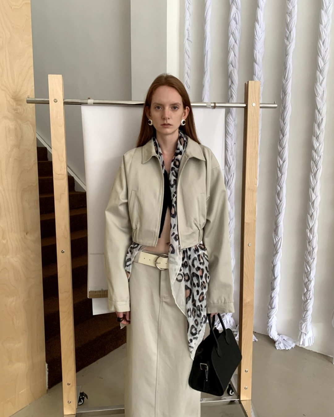 Zip-Up Jacket Long Skirt Set