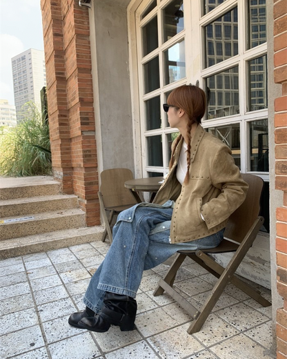 Brown Suede Cropped Jacket