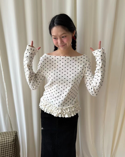 Polka Dot Lace Cotton Tee