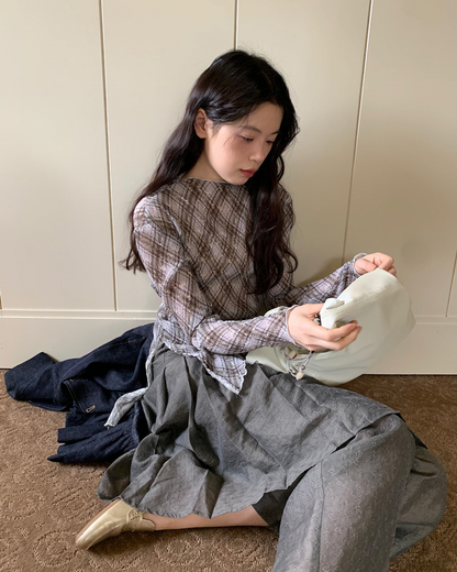 Pleated Sheer Blouse