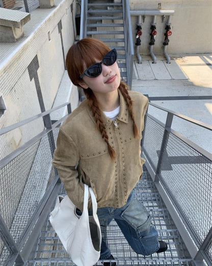 Brown Suede Cropped Jacket