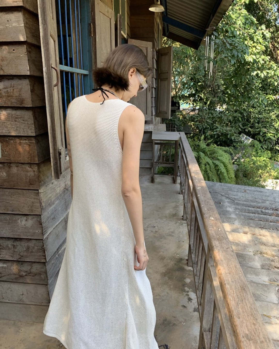 Lace-Up Sleeve Knit Vest Cardigan