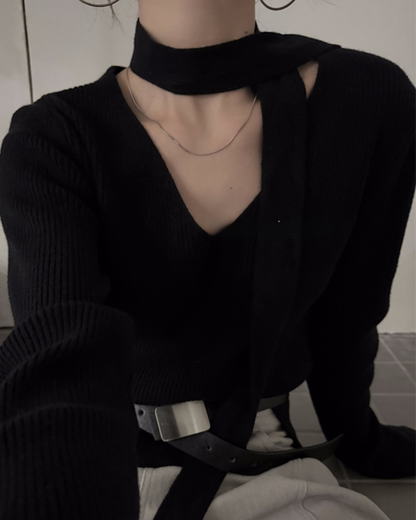 V-Neck Knit Sweater