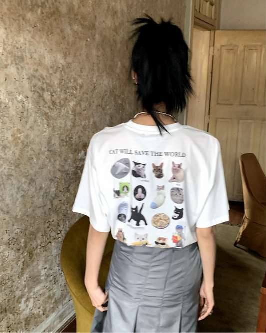 minimal cat tee