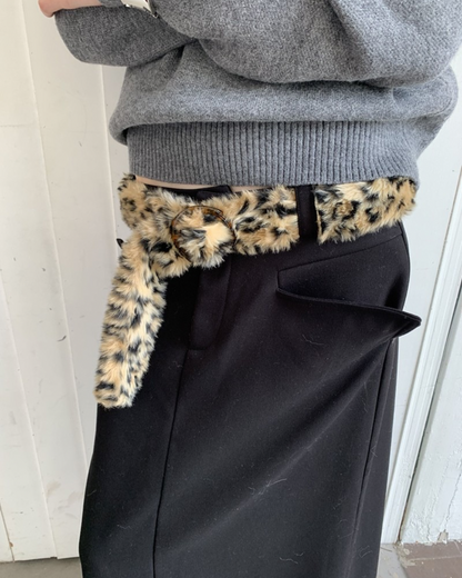 Faux Fur Leopard Belt