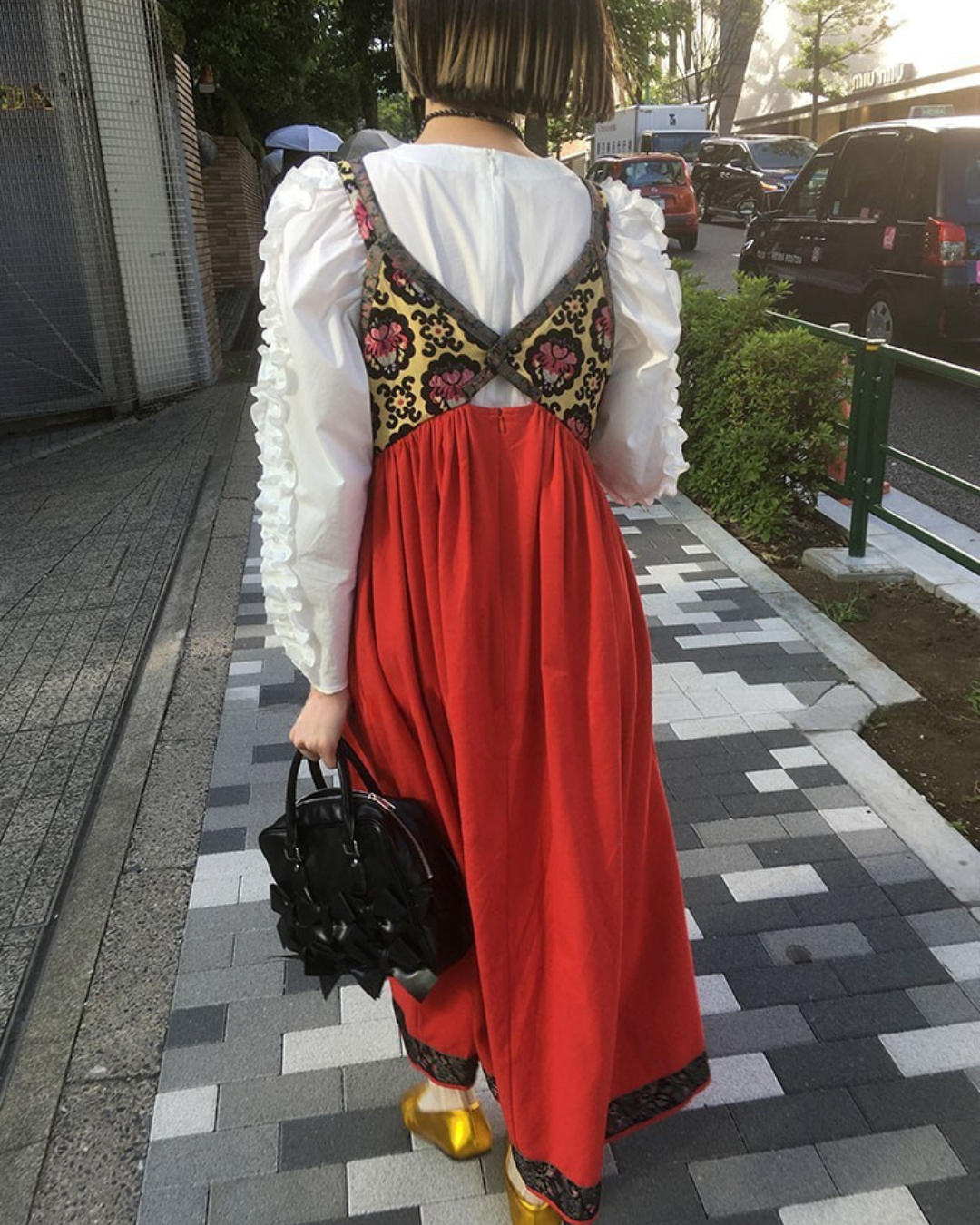 Retro Jacquard Red Dress