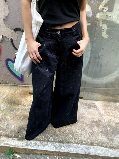 floral wide-leg pants