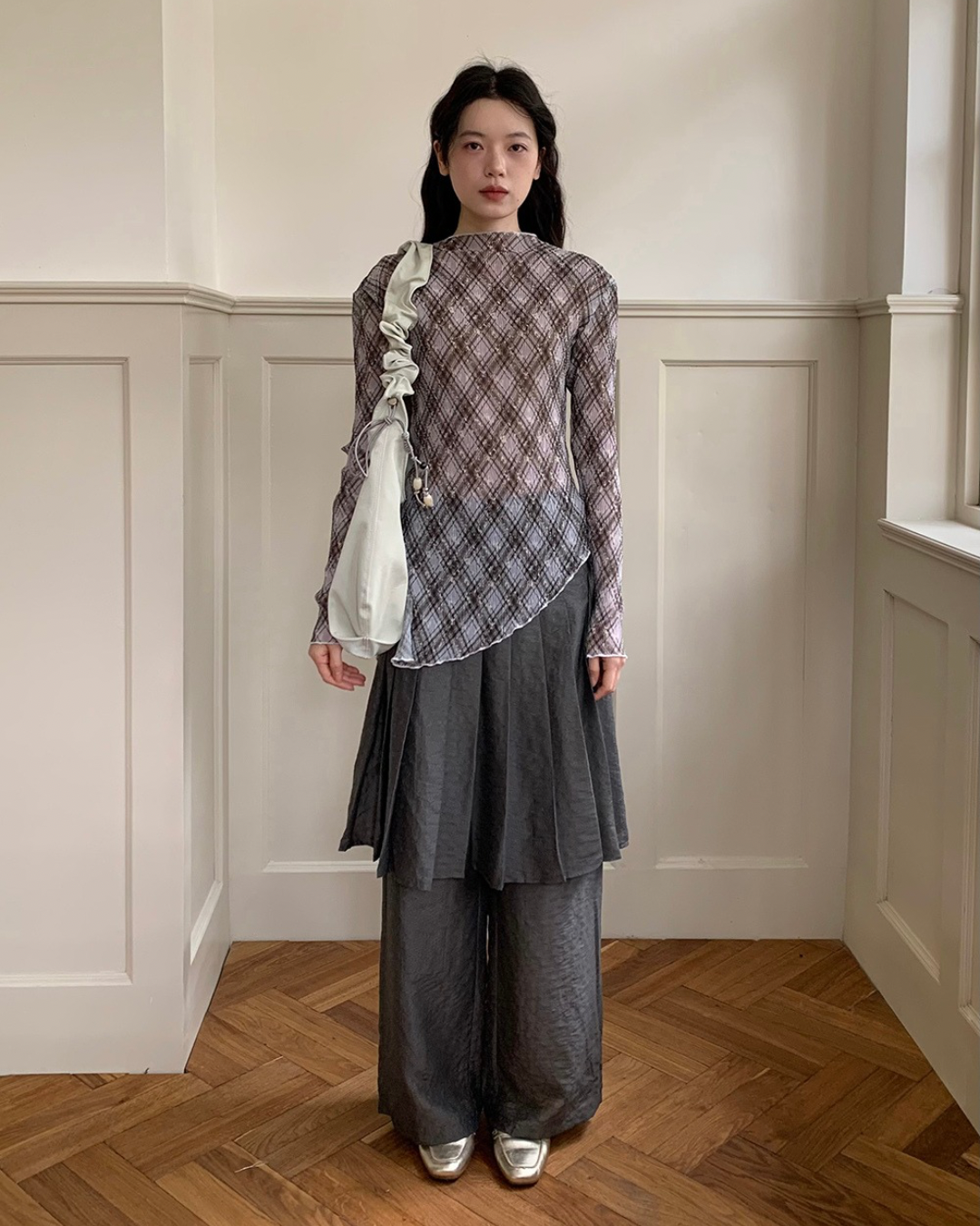 Pleated Sheer Blouse