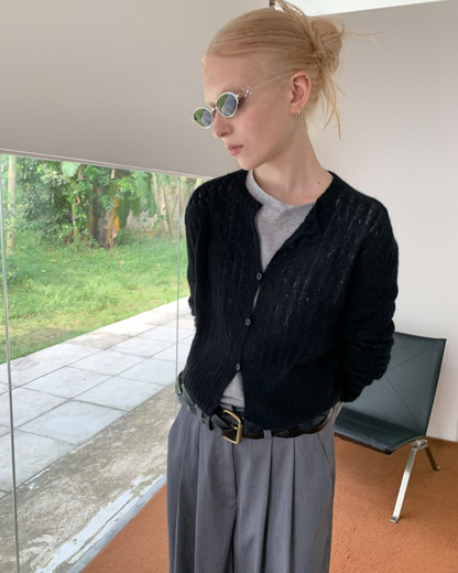 Cropped Cable Cardigan