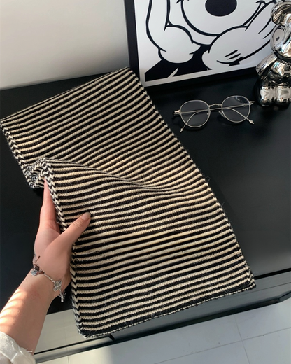 Soft Striped Knit Scarf