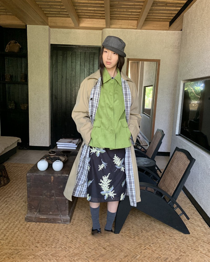 Plaid Longline Windbreaker