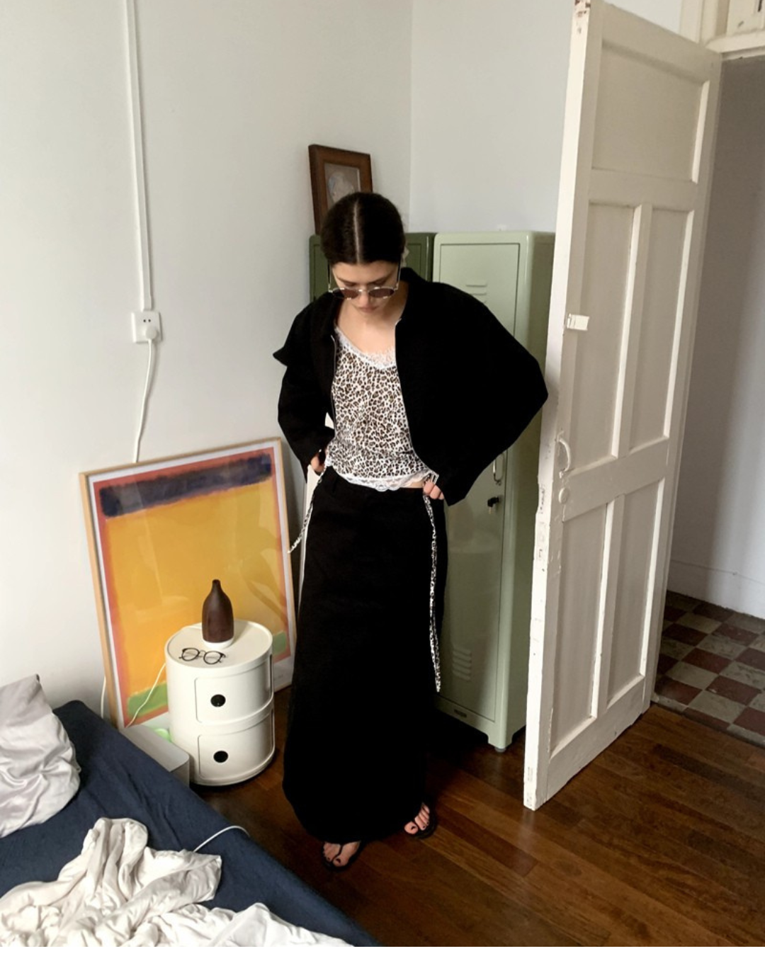 Zip-Up Jacket Long Skirt Set