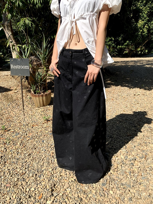 floral wide-leg pants