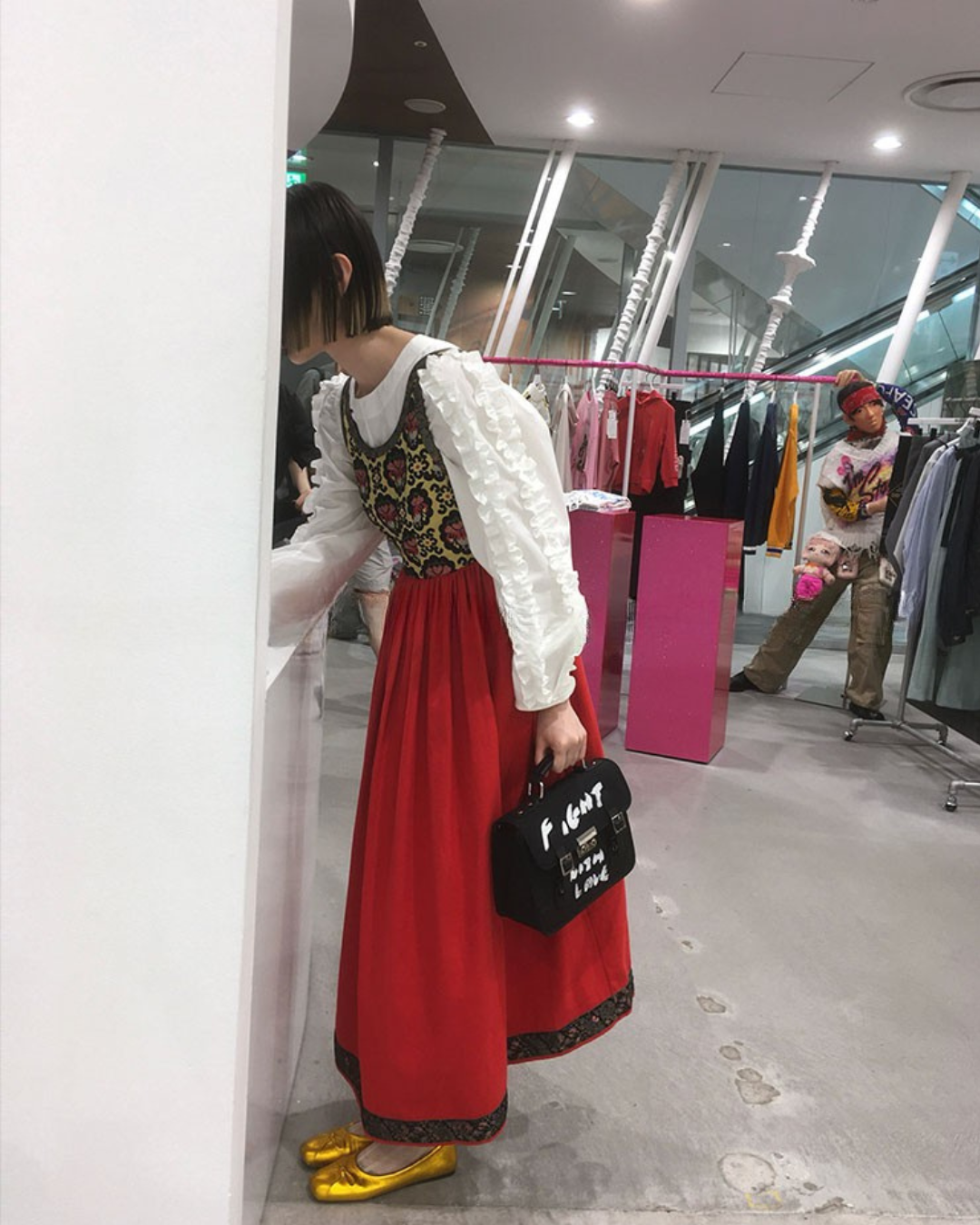 Retro Jacquard Red Dress