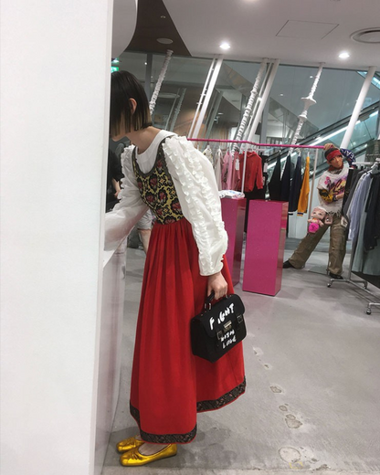 Retro Jacquard Red Dress