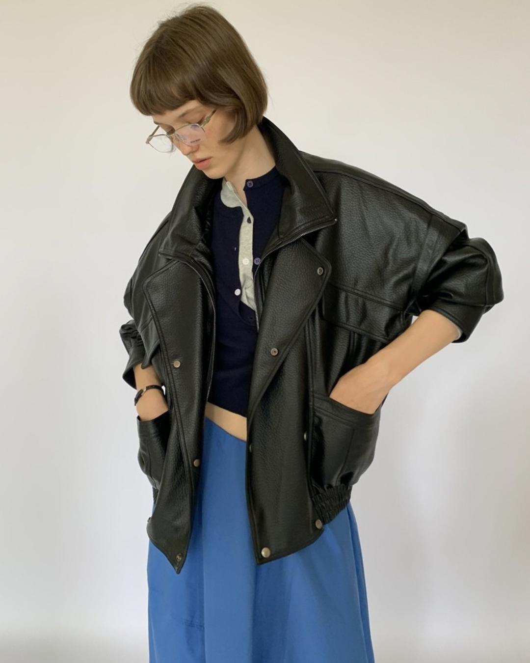 Lapel Zip Leather Jacket