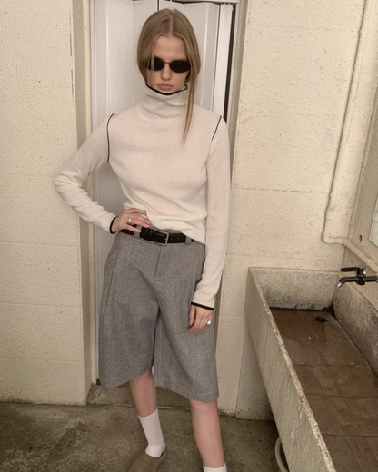 Tailored Wool Mid Pants