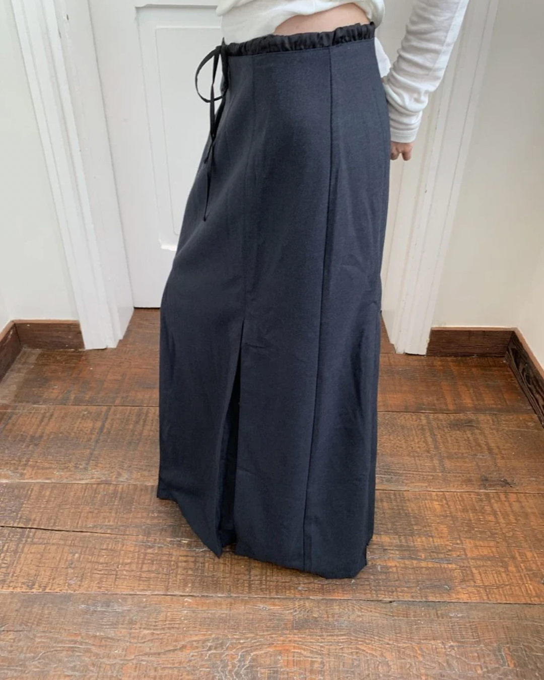 Double-Breasted Blazer and Strapless Skirt