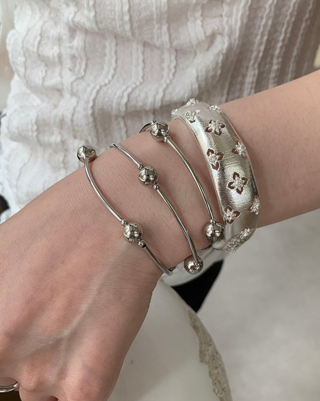 Silver Beaded Bracelet