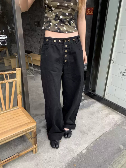 wide-leg denim pants