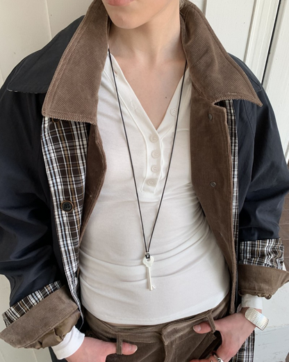 Plaid Longline Windbreaker