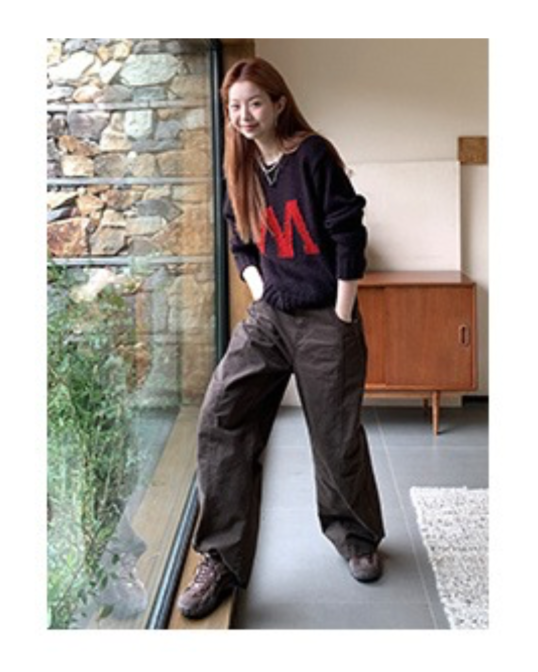 Round Neck Lazy Knit Sweater　