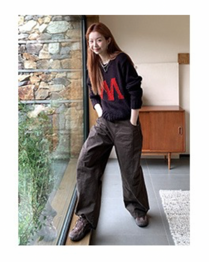 Round Neck Lazy Knit Sweater　