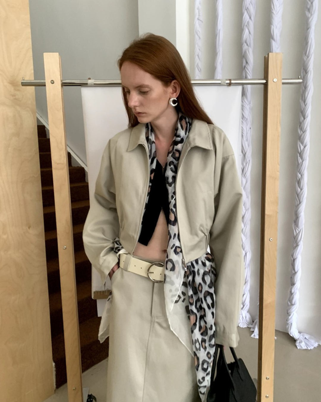 Zip-Up Jacket Long Skirt Set