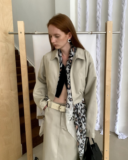 Zip-Up Jacket Long Skirt Set