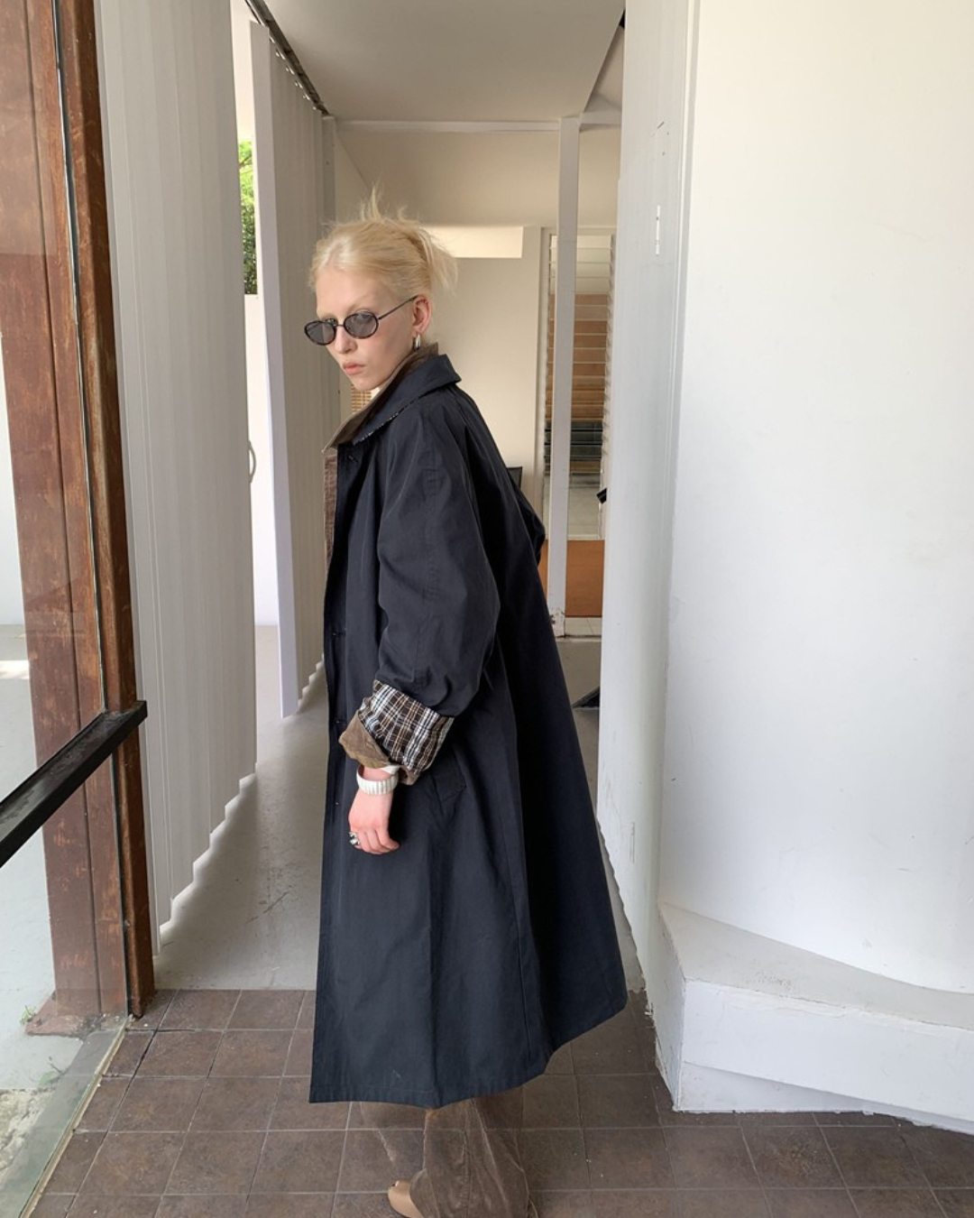 Plaid Longline Windbreaker